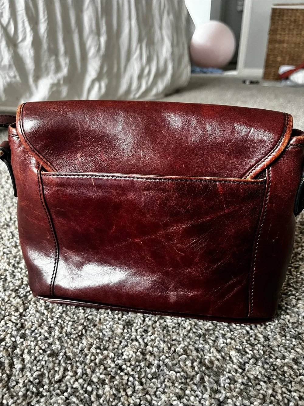 Oroton women’s Leather Crossbody Bag in Deep Burgundy